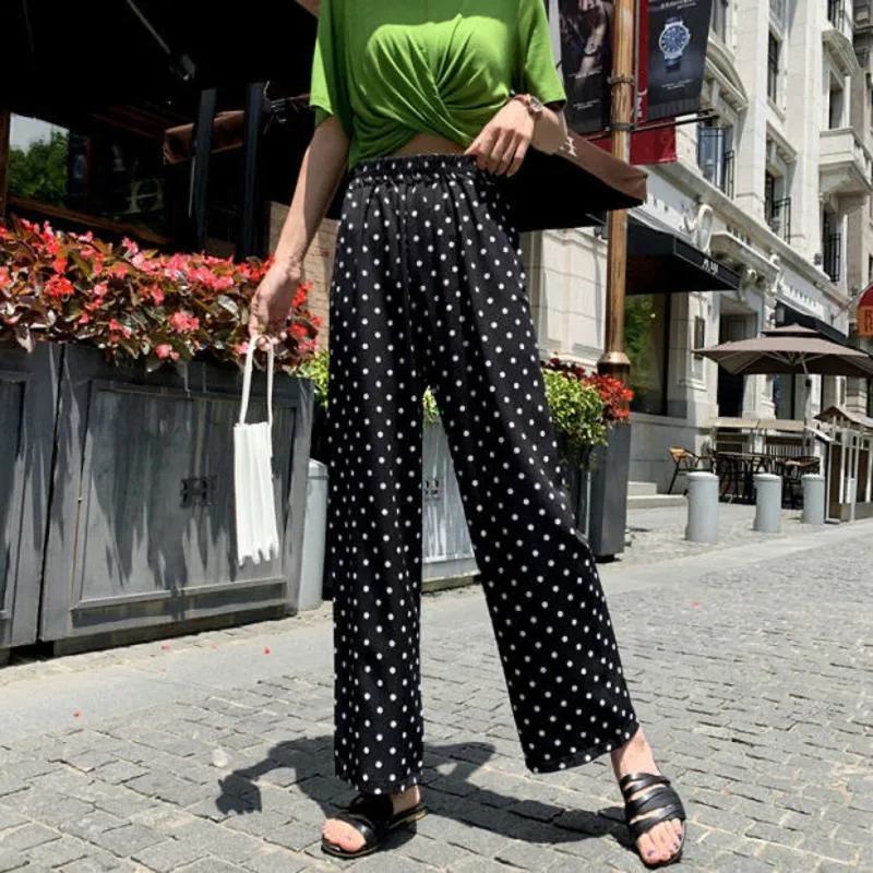 Cropped Loose Fit Polka Dot Ankle Cut Pants