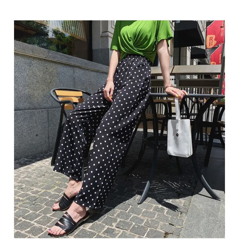 Cropped Loose Fit Polka Dot Ankle Cut Pants