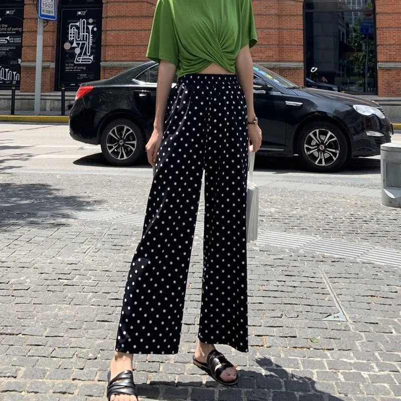 Cropped Loose Fit Polka Dot Ankle Cut Pants