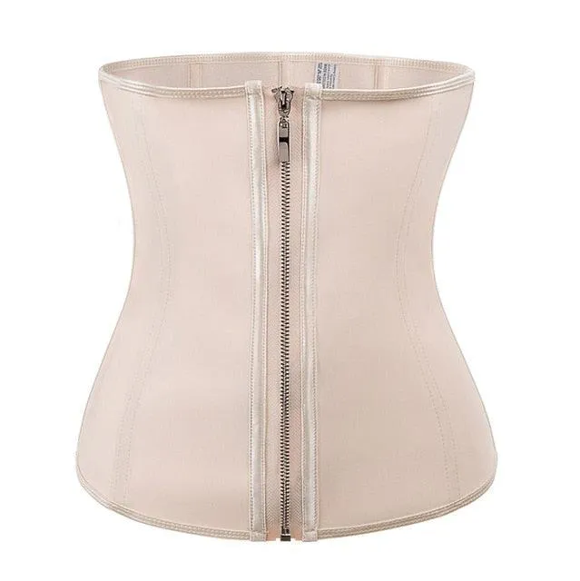 Cute Women's Latex Waist Trainer Body Shaper Corsets with Zipper Cincher Corset Top Slimming Belt Black Shapers Shapewear Plus Size(FH)(FHW1)(1U31)(1U24)