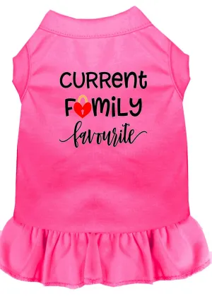 Family Favorite Screen Print Dog Dress Bright Pink Xs