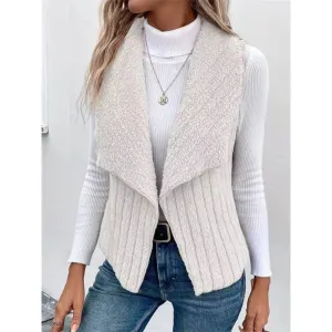 FASHION CASUAL SIMPLE SOLID COLOR SLEEVELESS VEST: WHITE / (XL) 1