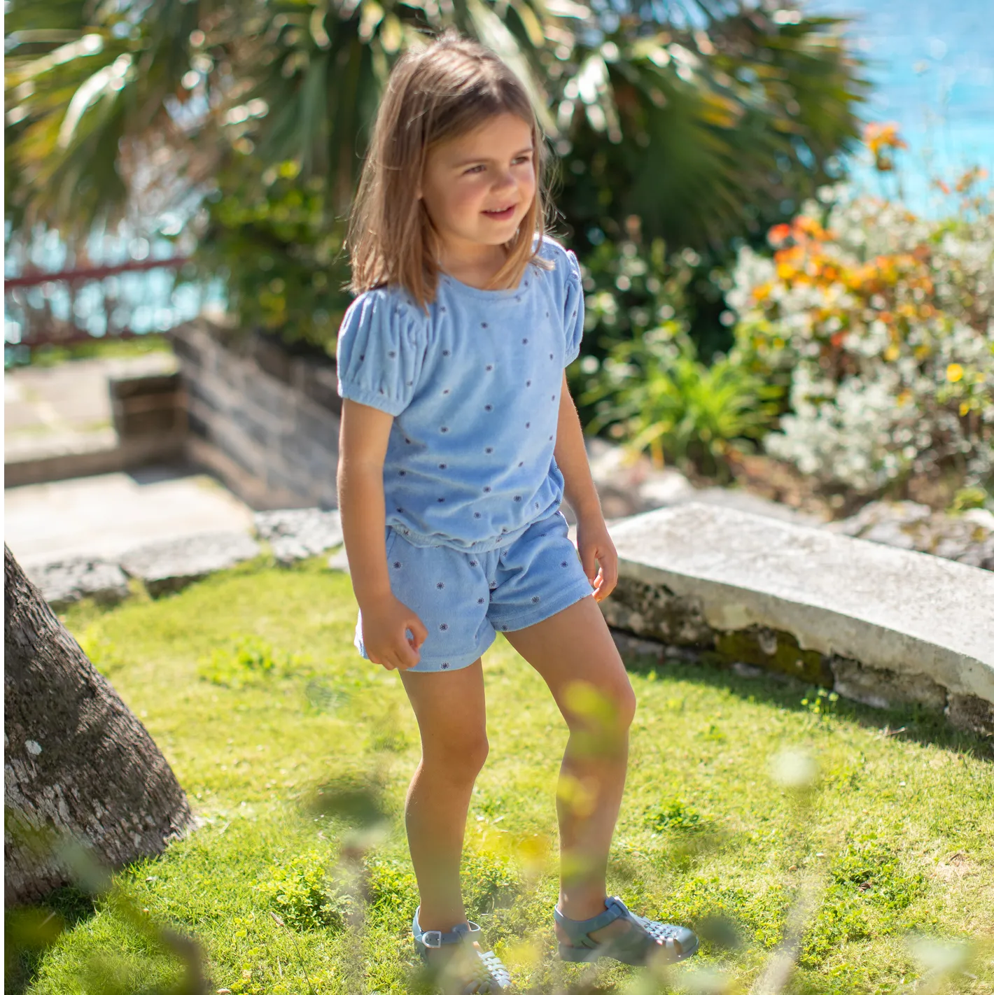 girls gibbs hill floral french terry top & short set