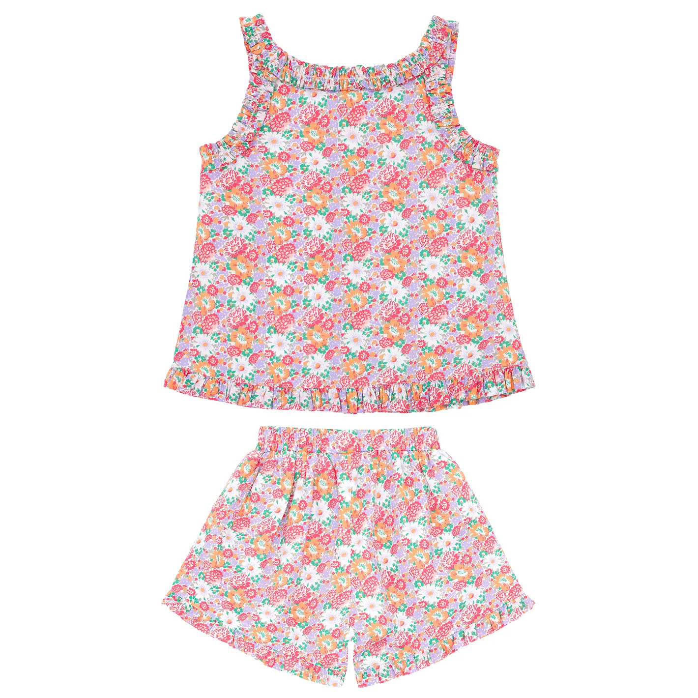 girls island blossom ruffle tank and short set