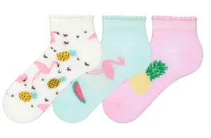 Girls Trainer Socks Flamingo 3Pk (2-10yrs)