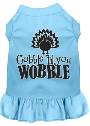 Gobble Til You Wobble Screen Print Dog Dress Baby Blue Xxxl