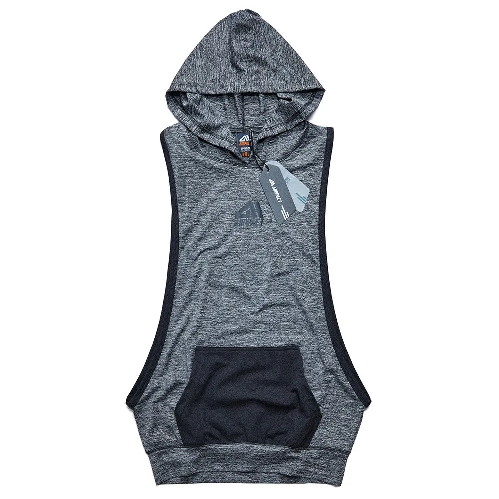 Muscle Cut Stringer Tank Top Sleeveless Hoodie