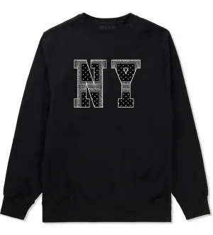 NY Bandana Print New York Black Flag Boys Kids Crewneck Sweatshirt