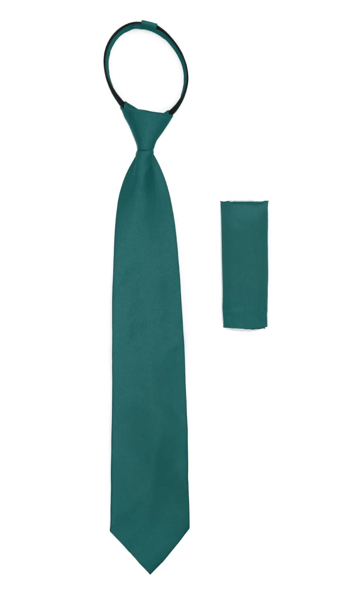 Satine Teal Zipper Tie with Hankie Set