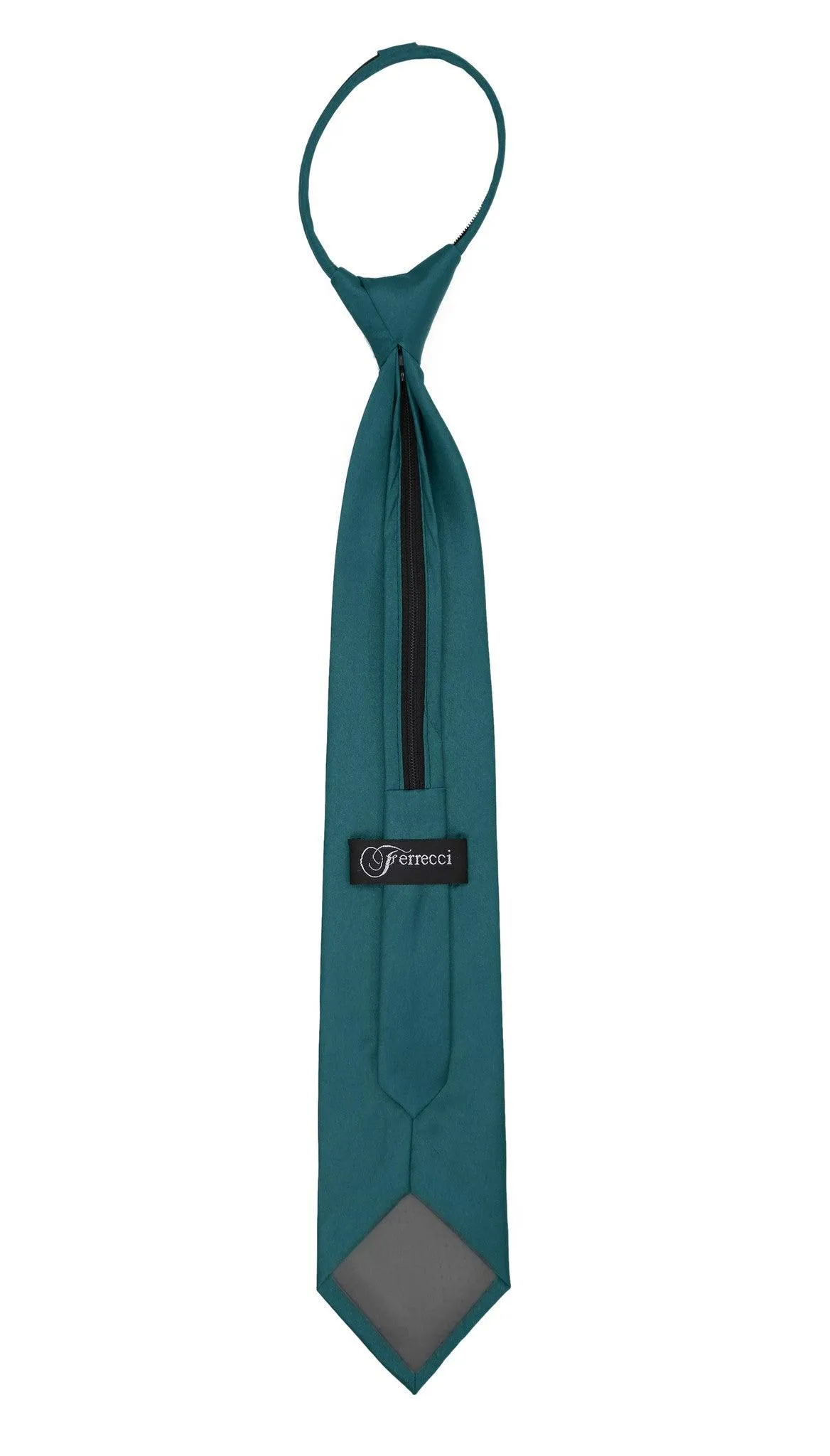 Satine Teal Zipper Tie with Hankie Set
