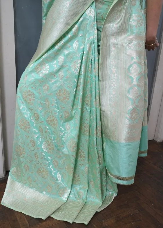 Seagreen Banarasi Silk Saree