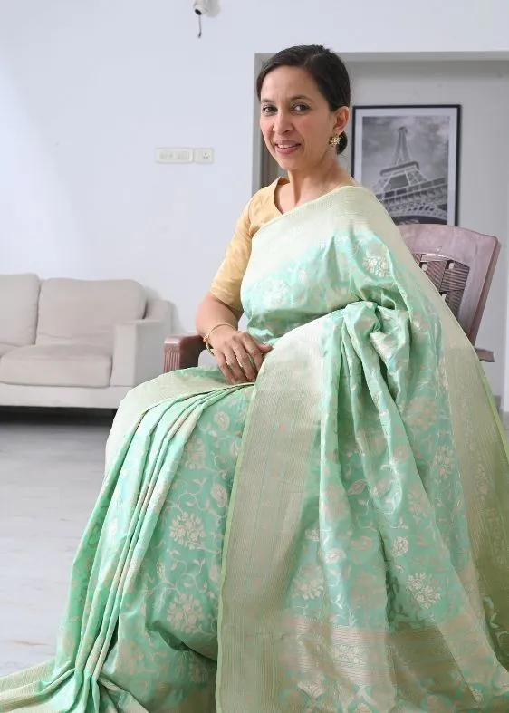 Seagreen Banarasi Silk Saree