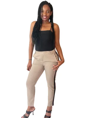 Side Striped Stretched Cuffed Pants