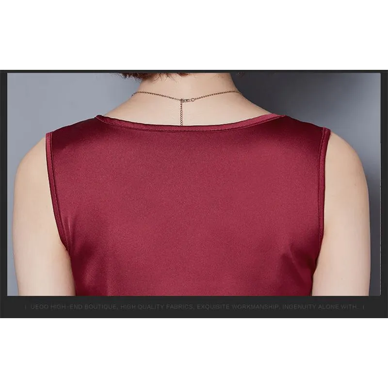 Silky Worn Outside White French Style Satin Finish Tank Top
