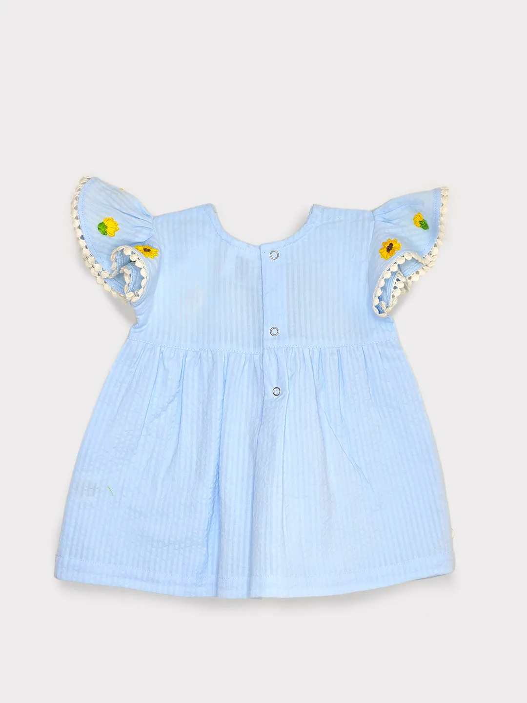 Sunflower - Organic Cotton Embroidered Girls Blue Dress